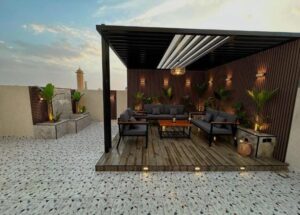 تصميم جلسات خارجيه و احواض زرع خارجيه مع شركة التميز