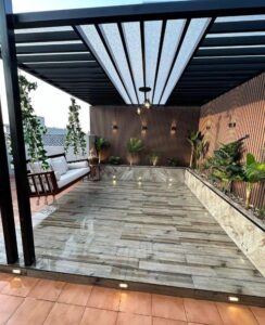 شركة التميز لتصميم جلسات خارجيه مع احواض زرع خارجيه